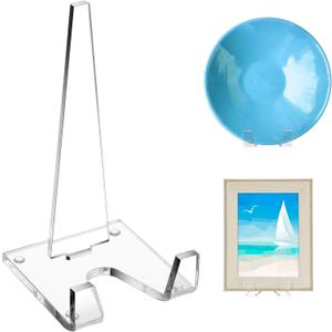 Honeydak Acrylic Plate Display Stand Clear Easel Stand for Picture Plate Frame Albums Record Magazine Tablet Canvas Board Postcards Books Minimalist Tabletop Decor for Home & Office, 8 x 4 x 4 Inches