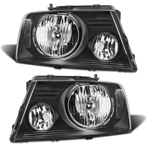 Headlight Assembly Pair for 2004-2008 Ford F150 Pickup 2006-2008 Lincoln Mark LT Clear Lens Black Housing Clear Reflector Left Right W/O Bulbs