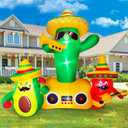 SEASONBLOW 6Ft Cinco De Mayo Inflatables Outdoor Decorations, Lighted Blow Up Cactus Avocado and Chili Guitar Outdoor Decorations for Maracas Mexican Party May 5 Sombreros Fiesta Taco Party