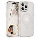 TAURI Magnetic for iPhone 16 Pro Case, Cute Wavy Design [Full Camera Protection] [Compatible with Magsafe] Anti-Slip Translucent Matte Case for iPhone 16 Pro for Women Girls, Gray