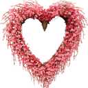 idyllic Heart Valentine Wreath Handmade Red Berry Leaves Heart Shaped Wreath Rustic Twig for Door Decorative 18 Inches Wedding Valentine Decoration