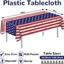 3 Pack 4th of July Decorations Table Cloth Rectangle 54 x 108 inch Plastic Tablecloth Disposable Rectangle Leakproof for Memorial Day DecorationsParties, Picnic (American Flag Style)