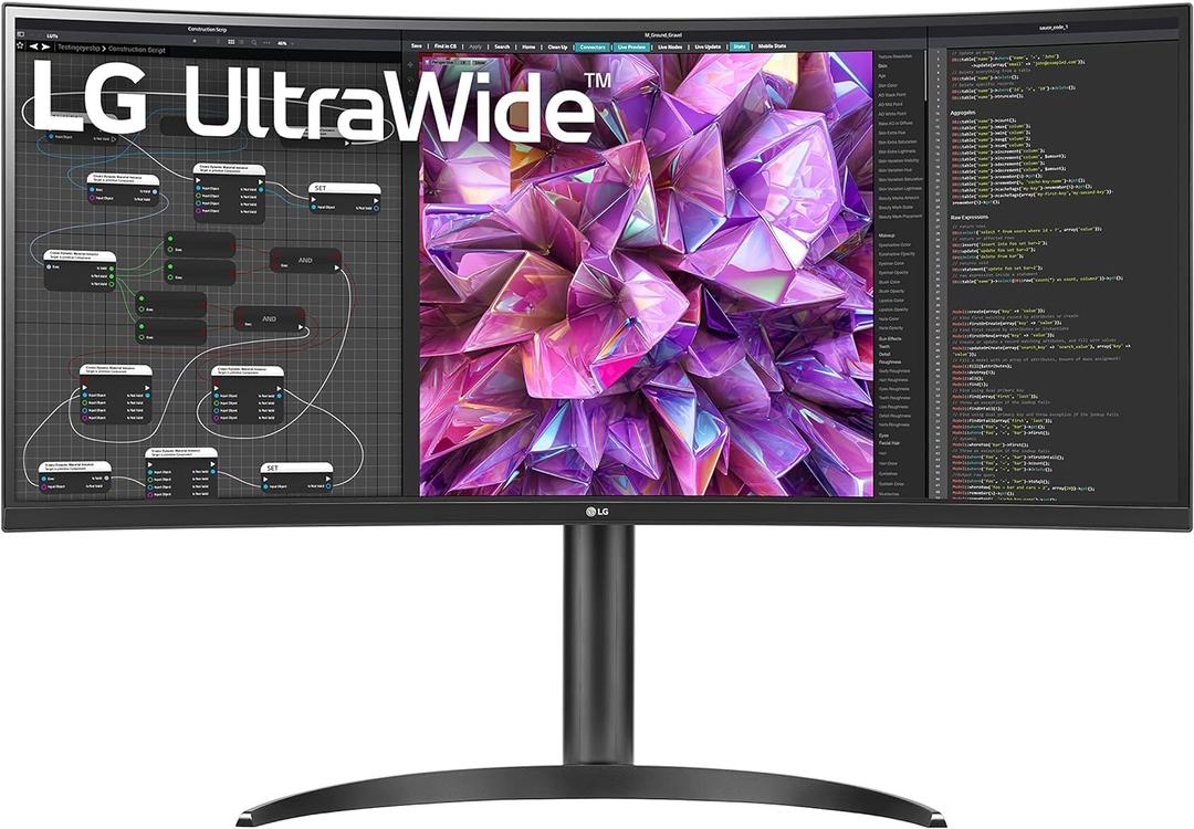 LG UltraWide QHD 34-Inch Curved Computer Monitor 34WQ73A-B, IPS with HDR 10 Compatibility, Built-In-KVM, and USB Type-C, Black. Missing Power Cord.