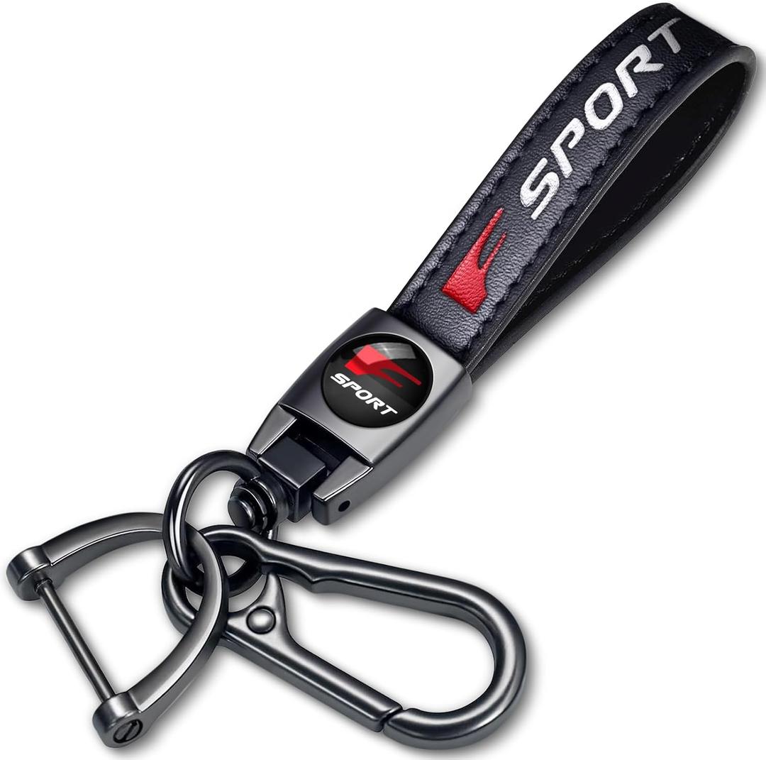 Genuine Leather Car Keychain for Lexus F Sport F-Sport Key Chain for Men and Women Family Present Key Ring Accessories (Black_01)