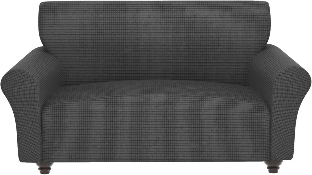 Stretch Couch Covers for 2 Separate Cushion Couch Sofa -Living Room Couch Sofa Cover,Washable Sofa Slipcover,Pet Friendly Furniture Protector with Elastic Bottom,Universal Fit for Home(Gray,Loveseat)