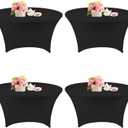 Fivenl 4 Pack 4FT Round Spandex Tablecloth 48 Inch Stretchable Table Cover Washable and Wrinkle Resistant Fitted Round Table Cloth for Wedding, Banquet, Birthday, Party, Restaurant (Black)
