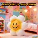 SOBEIT Piggy Bank for Girls Boys Kids, Cute Smiley Flower Piggy Bank, 7.87inch Ceramic Coin Bank Money Bank for Birthdays, Christmas, Baby Shower, Newborn Keepsake, Back-to-School Gift, Nursery Decor