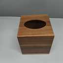 2 Pack Wooden Tissue Box Cover Bulk Square - Acacia Wood Tissue Box Holder for Tabletop Stands Bathroom Office- Decorative Facial Wood Tissue Box Cover for Modern Farmhouse Decor (Brown)