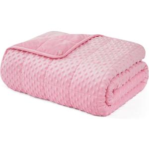 L'AGRATY Weighted Blanket - 40"x60" 7lbs Minky Dots Heavy Blanket with Glass Beads Soft Breathable for All-Season Summer Fall Winter Thick Comfort for Sleeping (22-nosegay)