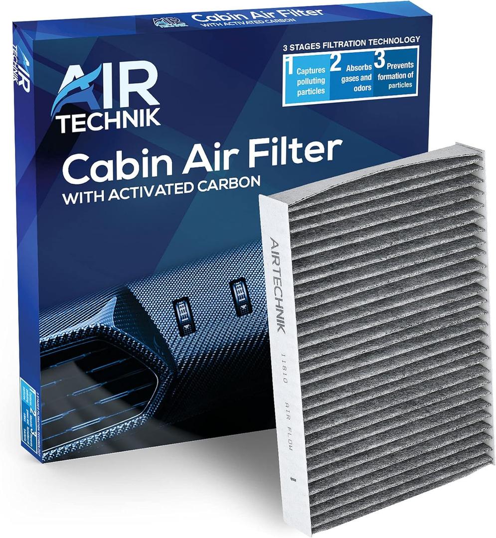 AirTechnik CF11810 Cabin Air Filter w/Activated Carbon | Replacement For Fiat 500L 14-20, 500X 16-23, Jeep Compass 17-25, Renegade 15-23, Alfa Romeo Tonale 24-25, Dodge Hornet 23-25 - 68338536AA
