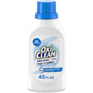 OxiClean White Revive Whitener & Stain Remover Liquid Additive, Water-Activated Oxygen Bleach for Laundry, 45 fl oz
