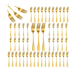 50Pcs Gold Stainless Steel Dinner Forks 8 Inch, Cutlery Forks, Metal Forks for Home, Restaurant, Kitchen, Dishwasher Safe Suitable for Salad, Dessert, Beef Steak, Spaghetti, Mirror Polished