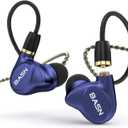 BASN Metalen 4 Drivers in-Ear Monitor Headphones, Noise Isolating IEMs with Deep Bass, for Musicians Singers Drummers Bassists(Sapphire Blue)
