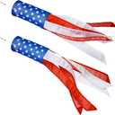 Boao 2 Pieces 24 Inch American Flag Windsock US Stars and Stripes Hanging Decoration Windsock Waterproof Material for 4th of July Patriotic Day Outdoor Hangings(24 Inch,Stars and Stripes)