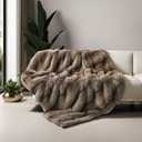 inchgrass Luxury Fluffy Brown Faux Fur Throw Blanket, Cozy Warm Fur Blanket for Living Room,Couch, Sofa, Chair, Bed, Soft Plush Fuzzy Thick Blanket (Brown, 50''x60'')