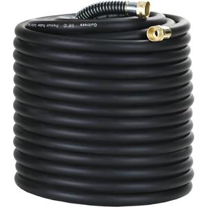 Guitrees 200FT 5/8 Heavy Duty Rubber Garden Hose - 200psi Working, 1000psi Burst - Hot/Cold Water - Five-Layered Braiding for Durability - Versatile for Gardening, Agriculture, Construction(Black)
