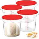 Suclain 3 Pcs 6 Quart Food Storage Container with Lids Clear Proofing Containers with Scale Handle for Bread Dough Rise Home Restaurant Food Storage(Red)
