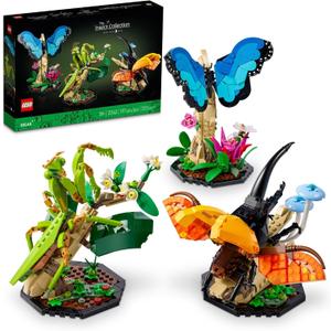 LEGO Ideas The Insect Collection, Fun Gift for Nature Lovers, with Life-Size Blue Morpho Butterfly, Hercules Beetle and Chinese Mantis Display Models, Bug Building Set and Nature Dcor, 21342