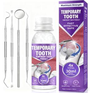 Tooth Repair Kit, Temporary Tooth Filling Kit with 30 Ml & 4 Dental Tool, Fixing Missing & Broken Tooth Replacements for Men and Women, Smile Confidently Again