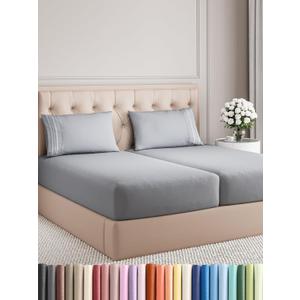 Split King Size 5 Piece Sheet Set - Comfy Breathable & Cooling Bed Sheets Set - Hotel Luxury Bedding for Women, Men, Kids, Teens, Boys & Girls - Deep Pockets and Wrinkle Free - Oeko-Tex - Steel Blue