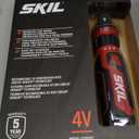 SKIL Rechargeable 4V Cordless Screwdriver with Circuit Sensor Technology, Includes 9pcs Bit, 1pc Bit Holder, USB Charging Cable - SD561201, Red