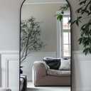 Antok 58" x21 Arched Full Length Floor Mirror, Black Aluminum Frame, Free Standing/Wall Mount/Leaning for Bedroom, Living Room, Dressing Room