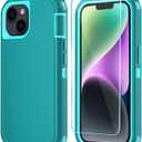 Phone Case for iPhone 14 Plus Case with HD Screen Protector, Heavy Duty Shockproof & DustProof & Dropproof 3-Layer Cover Phone Case for iPhone 14 Plus (6.7'')(LakeSkyBlue)