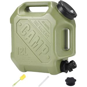 ASIEIT 3.2 Gallon Water Jug with Spigot, Portable Water Tank BPA Free, Leak-Proof Water Containers for Camping Water Storage Containers for Emergency Outdoor Hiking Picnic, Green/Black/Yellow