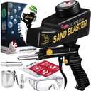 LE LEMATEC Portable Sand Blaster Gun for Small Projects - Required150PSI Air Compressor (4+ CFM) Detail Work, Rust Removal, Glass Etching - Black (AS118)