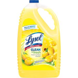 Lysol Multi-Surface Cleaner, Sanitizing and Disinfecting Pour, to Clean and Deodorize, Sparkling Lemon and Sunflower Essence, 144 Fl Oz