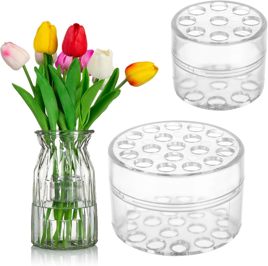Spiral Ikebana Stem Holder,2PCS Spiral stem Holder for Flowers, Spiral DIY Bouquet Twister Flower Arrangement Holder(Transparent Large+Smal)