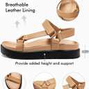Coutgo Womens Platform Sandals Comfortable Arch Support Footbed Adjustable Ankle Strap Summer Beach Flat Sandals (Brown)