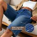 Fanica Stretchy Denim Bermuda Shorts for Women (Blue, M)