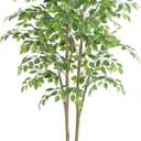Tall Ficus Tree Artificial6ft(72in) Faux Ficus Tree with Realistic Smooth and Shiny Leaves Fake Trees Indoor Outdoor for Home Office Living Room Bedroom Foyer Porch Decor.