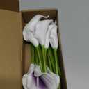 10 Heads Mini Calla Lily Bridal Wedding Bouquet Real Touch Flower Bouquets for Home Party Decoration (Purple& White)