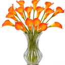 Calla Lily Artificial Flowers 16 PCS 25" Real Touch Long Stem Faux Calla Lillies for DIY Wedding Bouquet Party Home Decor (Sunset Red)