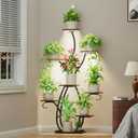 Plant Stand Indoor with Grow Lights - 58" Tall Plant Shelf Indoor, 8 Tiered Corner Lighted Plant Stand for Indoor Multiple Plants, Metal Flower Stands Display Rack for House, Patio, Black