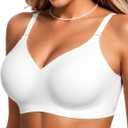 COCOMARTS Jelly Bras for Women No Underwire Push Up Seamless Supportive Plunge Bra Full Coverage Comfortable Bralettes (White, 2XL)