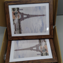 9x11 Picture Frame Set of 4, Made of Real Glass and Rustic Brown Frame - Display Picture 7x9 with Mat or 9x11 Without Mat, 9 by 11 Photo for Wall or Tabletop