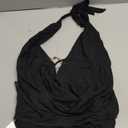 SweatyRocks Women's Y2k Sexy Halter Tops Deep V Neck Backless Low Cut Top Going Out (Medium, Black)