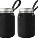 Beautyflier Mason Jars 32oz Wide Mouth Sleeve Regular Mouth Mason Jars Insulators Drinking Glass Coolers Sprouting Jars Blackout Sleeve (Black)