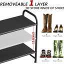 INGIORDAR Shoe Rack 3 Tier Long Storage Organizer Wide Metal Shoe Shelf for Closet Entryway Black
