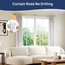 ENJOYBASICS No Drill Curtain Rods for Window 48 to 84 Inches, 5/8 Inch Diameter Renter Friendly Drapery Rod with Adhesive Brackets without Drilling, Adjustable from 27 to 90 Inches, Gold