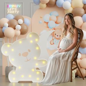 imprsv Baby Shower Decorations Bear Theme: 3FT Light Up Bear for Baby Shower, Large Marquee Bear for Gender Reveal Decorations Party Backdrop Decor, white imprsv Baby Shower Decorations Bear Theme: 3FT Light Up Bear for Baby Shower, Large Marquee Bear for Gender Reveal Decorations Party Backdrop Decor, white