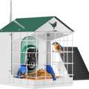 Titto Squirrel Proof Bird Feeder with Camera, Solar Power Metal Bird Feeder for Outdoors, Smart AI Identify Birds Species and Auto Capture Video, 2K Live Stream, Green & White