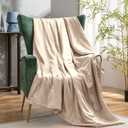 Vonty Satin Throw Blanket Taupe Satin Blankets 50x60 Inches(with Small Flowers), Cooling & Silky Throw Blanket Wrinkle-Free Cable Knit Throw Blankets for Coush Sofa Bed Outdoor