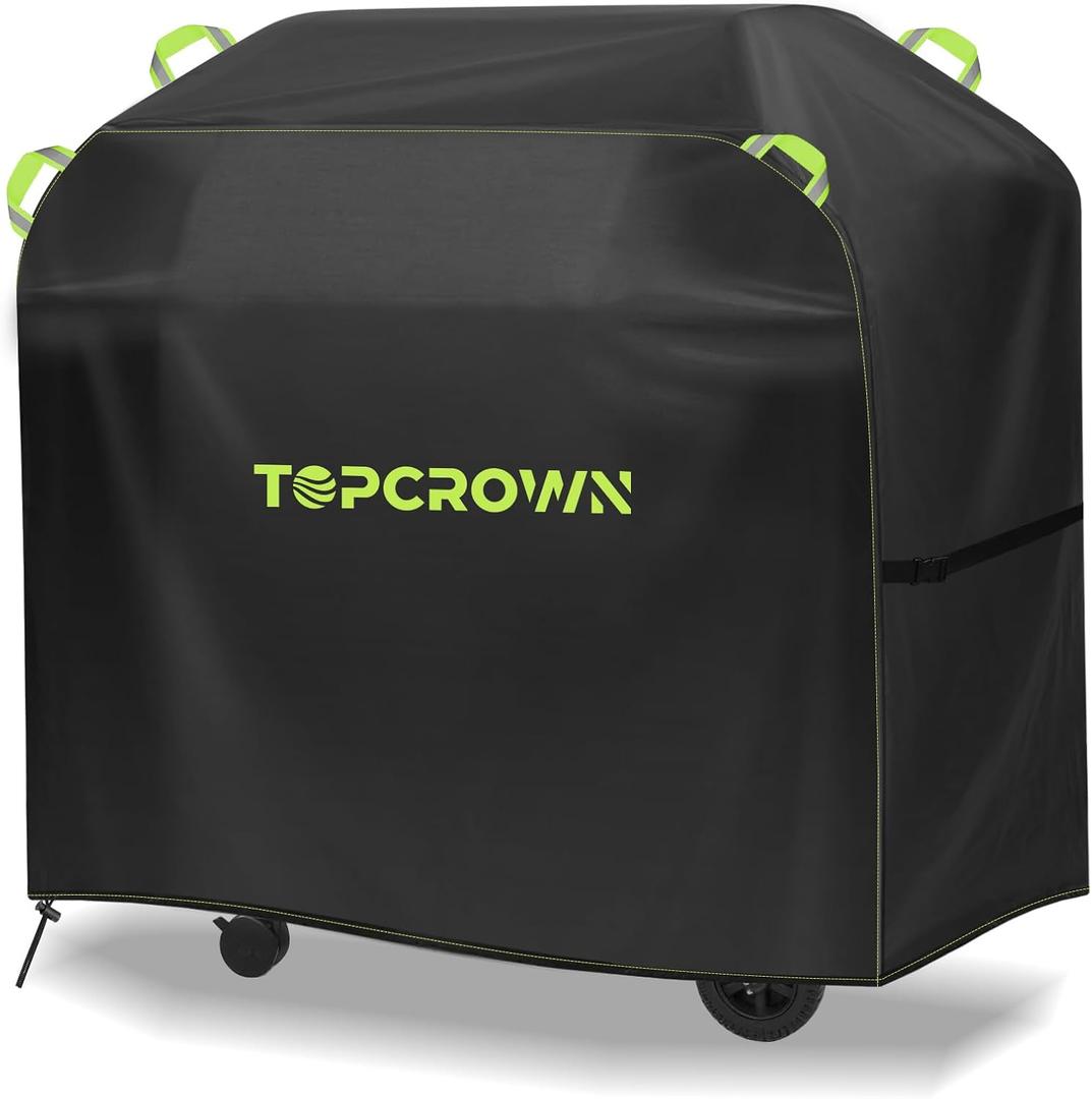 TOPCROWN Grill Cover for Outdoor Grill, Universal Fit 45"-75" BBQ Gas Grill Waterproof Anti-UV Oxford Fabric Windproof Design with Adjustable Straps, Fits Weber/Char-Broil/Nexgrill and More (58")