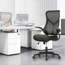 Sweetcrispy Desk Office Chair,Ergonomic High Back Computer Swivel Gaming Chairs with Adjustable Height, Lumbar Support, Flip Up Arms, 120tilt, Black