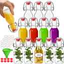 AuroTrends Swing Top Glass Bottles 4 oz 12Pack, Flip Top Glass Bottles with Airtight Flip Lids for Vanilla Extract Bottles/Home Brewing/Beverages/Oil (4 fl. oz, Set of 12) (Transparent)