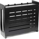 Wooden WiFi Router Storage Box - Standard Wall Mountable Decorative Modem Shelf Hider Cover with Cable Management System - Rustic Home Organization Solution for Most Routers Up to 11" Tall - Black